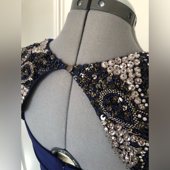 Nicole Miller Navy Ruched Beaded Mini Dress - Size 2 - Picture 8 of 10